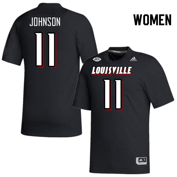 Women #11 Jamari Johnson Louisville Cardinals College Football Jerseys Stitched-Black